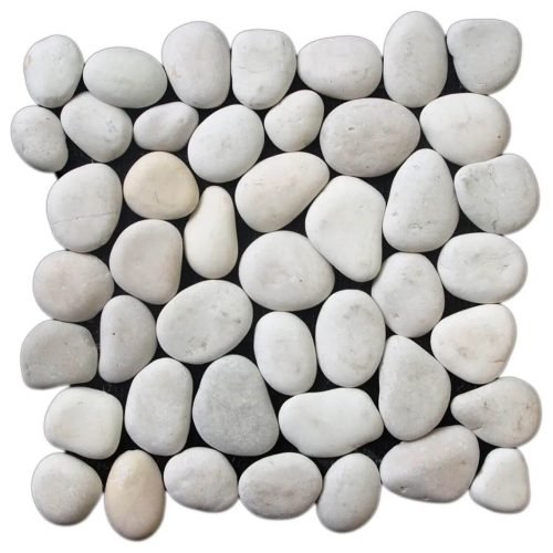 halalstone white pebble stone tiles