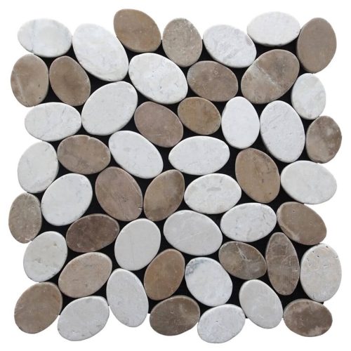 PRODUCTs Blend White-Tan Sliced Pebble Tile COMPRESS 1200x1200